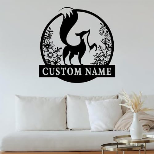 Custom Fox Wall Signs - Personalized Metal Art - Name Signs - Gift for Fox Lover - Wall Hangings - Housewarming Gift - Image 3