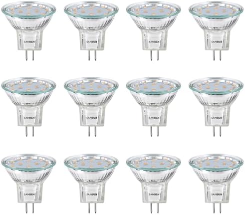 3W MR11 LED Landscape Light Bulbs, Low Voltage 12V 20W Halogen Replacement for Outdoor Landscape Spotlight and Indoor Track Light, GU4 Bi-Pin Base, Soft White 3000K, Non-Dimmable, (Pack of 12) by SANSUN