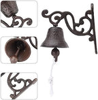 Outdoor Wall Bell, Cast Iron Door Bell Retro Bracket Mounts Bell Rust-Resistant Manually Shaking Wall Hanging Door Bell Dinner Bells for Home Decor - Image 7