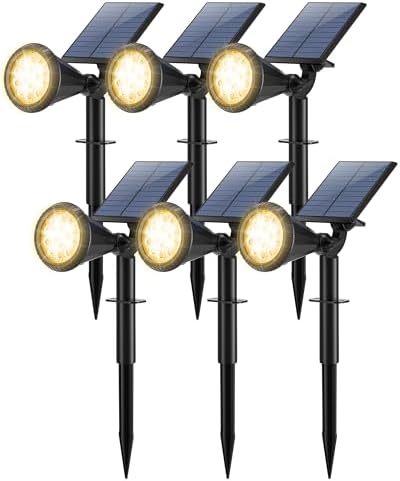 Tadyreal Solar Spot Lights Outdoor Waterproof 180° Adjustable Solar Powered Landscape Lights for Yard 4 Lighting Modes Solar Spotlights for Pathway Garden Outside Wall Pool Porch (6 Pack, Warm White) by TadyrealSolarLights