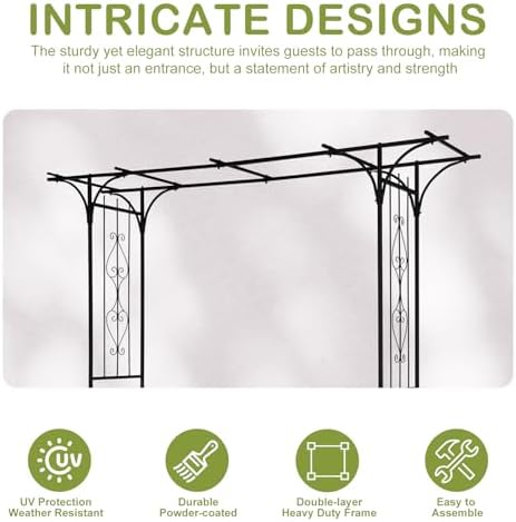Outvita 7FT Black Metal Garden Arch Arbor Trellis - Image 6