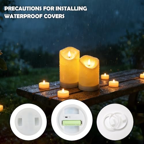 Nimiko Solar Outdoor Waterproof Flameless Candles - 5 Pack Solar & Battery Operated LED Candles, White (D3.25" x 4"/5"/6" Assorted Heights) for Garden, Patio, Outdoor Decoration - Image 3