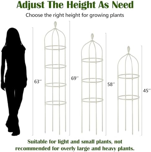 2 Pcs Garden Obelisk Trellis for Climbing Plants Outdoor 6 Ft Rose Bush Round Trellis for Pots Rustproof Metal Pipe with Plastic Coated Plant Flower Trellises for Clematis Vine Jasmine Support - Image 3