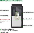 MICSIU 2 Pack 11“ Textured Black Modern Farmhouse Outdoor Light Fixture - Image 4