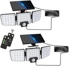 Energetic Solar Outdoor Lights, 1000LM 74 LED Security Lighting with Remote Control, 3 Heads Motion Sensor Lighting, IP65 Waterproof Solar Floodlight for Outside Yard, Pack of 2 by EENERGETICLIGHTING