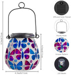 Stargarden 4 Pack Mosaic Solar Lanterns, Glass Hanging Lantern Outdoor - Image 6