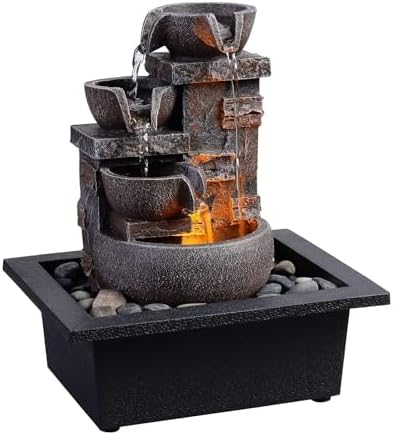Kalona Tabletop Water Fountain, Indoor Waterfall with Resin Rock Design - Image 6