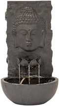 XBrand 30" H Buddha Water Fountain, Zen Wall Outdoor Garden Fountain w/Warm LED Light & Pump, Black Resin Water Fountain for Patio Backyard Home Decor by XBrandHomeGarden