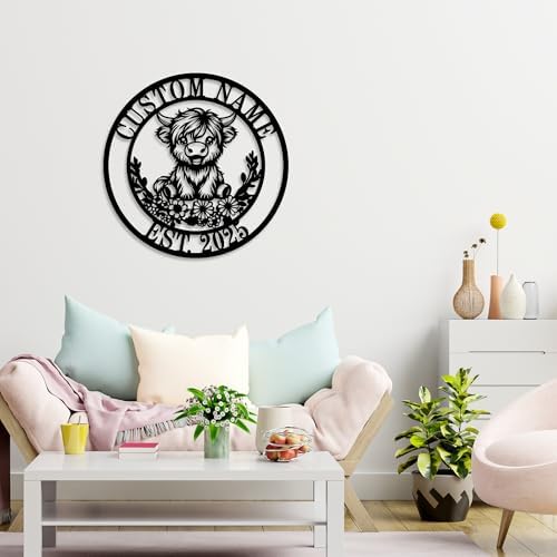 Personalized Highland Cow Name Metal Signs,Custom Highland Cow Metal Wall Decor,Highland Cow Metal Wall Art,Highland Cow Funny Bathroom Metal Wall Decor - Image 3