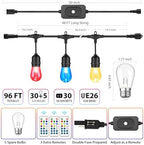 Mlambert Multicolor 96FT(2x48FT) LED Patio String Lights with Remote, Black - Image 2