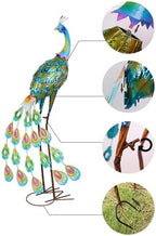 YEAHOME Garden Decor Outdoor Statues, 34" Large Metal Peacock Standing Yard Art, Blue Green Bird Lawn Sculptures Garden Decor for Outside Patio Porch Backyard - Image 5