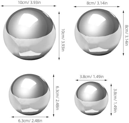 TOYANDONA 4 Pack Stainless Steel Garden Gazing Globes Mirror Ball Ornament - Image 2