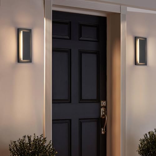 11.8'' 2 Pack LED Outdoor Wall Sconce, Modern Black Exterior Porch Lights - Image 2
