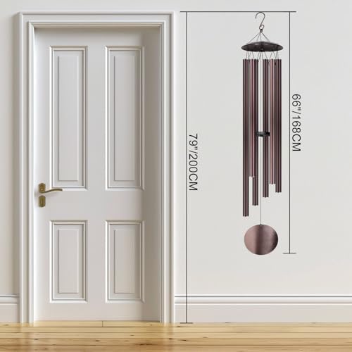 66" Large Wind Chimes for Outside Deep Tone, 6 Thickened ⌀ 1.2" Tubes Tuned Relaxing Melody Wind Chime, Windchimes Outdoors for Garden Patio Decor, Great Gift Idea for Your Loved One (Bronze, 66") - Image 2
