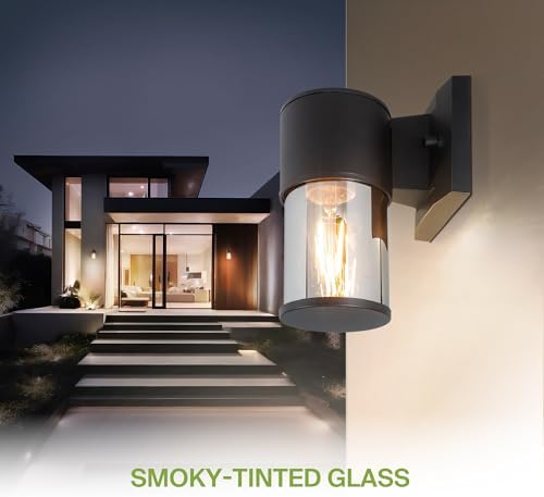 ASD Smoky Glass Outdoor Wall Lights - 60W 120V E26 Base ETL Exterior Lighting Fixtures, LED/CFL/Incandescent Bulb Outdoor Lights for House, Waterproof Patio Wall Sconces & Porch Décor - Image 4