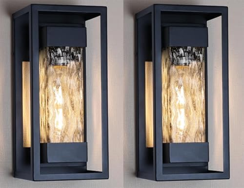 PARTPHONER Modern Outdoor Light Fixture, Exterior Wall Sconce Waterproof Porch Light, Outside Lamp for House with Water Glass for Garage Doorway by PARTPHONER