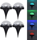 Fafeicy 4Pcs Solar Ground Lights Outdoor Solar Color Gradient Pathway Lights 8 LEDs Disk Solar Deck Lights Landscape Lights for Outdoors - Image 7