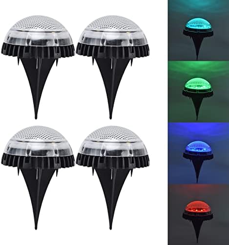 Fafeicy 4Pcs Solar Ground Lights Outdoor Solar Color Gradient Pathway Lights 8 LEDs Disk Solar Deck Lights Landscape Lights for Outdoors - Image 7
