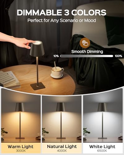 JACKYLED Cordless Lamp DIY Height, 3 Color Stepless Dimming, 5000 Capacity - Image 4