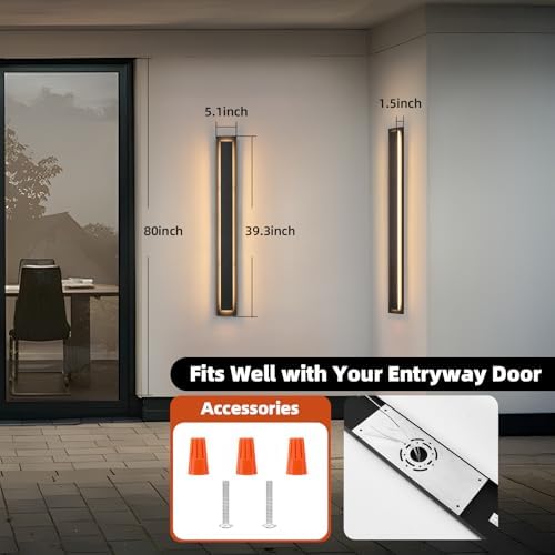 39.3'' 1 Pack Modern Outdoor Light Fixture, Long Exterior LED Lights Black - Image 5