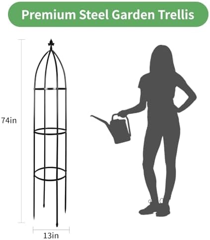 Garden Obelisk Trellis for Climbing Plants Outdoor 6.3 Feet Tall Rose Heavy Duty Metal Trellis Plant Support for Vines Clematis Flowers, Bronze - Image 6
