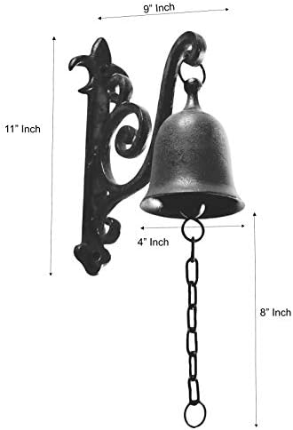 Vintage Cast Iron Dinner Bell as Entry Door Bell, Outside Hanging Decor or Indoor Decoration Wall Antique Farm and Front Gate Bell, Jet Black - Image 3