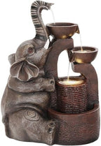 20" Elephant Outdoor Fountain LED 3-Tier Waterfall, Bronze - Image 2