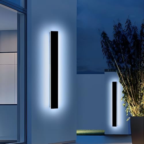 2 Pack 47.2inch Long Linear Outdoor Wall Light, 6000K Cold White Modern Wall Mounted Sconce, IP65 Waterproof, 42W, Black Exterior Lighting Fixture for Garage, Patio, Porch, Garden - Image 6
