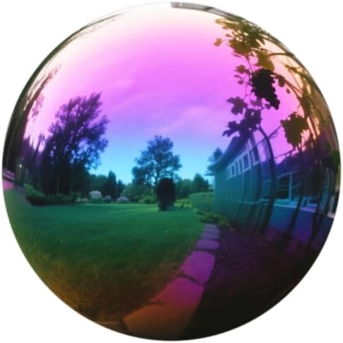 12 Inch Stainless Steel Gazing Ball, Garden Gazing Globe Mirror Ball, Polished Shiny Sphere for Garden Yard Outdoor, Swimming Pool Decoration (Rainbow) by Mageeki