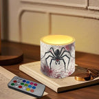 Flameless Candles with Remote Timer, Battery Operated Spider Web Flickering LED Electric Pillar Candles Set of 4 Halloween Decorations - Image 3