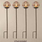 Solar Pathway Lights Outdoor, Rust Iron Ball Candle Holder Stake with Flickering Solar Powered Tea Lights, Perfect Decorative Garden Lighting for Yard Lawn Patio Landscape Decor Outside-4Pack - Image 7