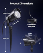 HIBOITEC Spotlights Low Voltage Landscape Lighting with Connectors 7W 2700K Landscape Lights Kit 12-24V AC/DC IP65 Waterproof for House Yard Trees Garden Outdoor 2 Packs - Image 6