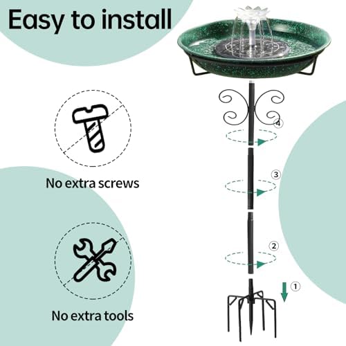 Solar Powered Bird Bath with Fountains for Hummingbirds,Stable Stylish Design with 5-Prong Base Stake Metal Bird Bath for Outside Yard Lawn Patio Garden - Image 4