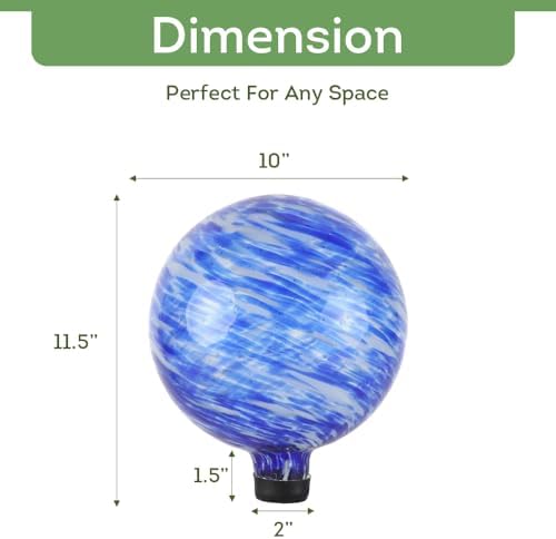 Lily's Home Glass Gazing Ball, A Colorful Addition to Any Garden or Home, Ideal As a Housewarming Gift. 10 Inch (Calming Water) - Image 3
