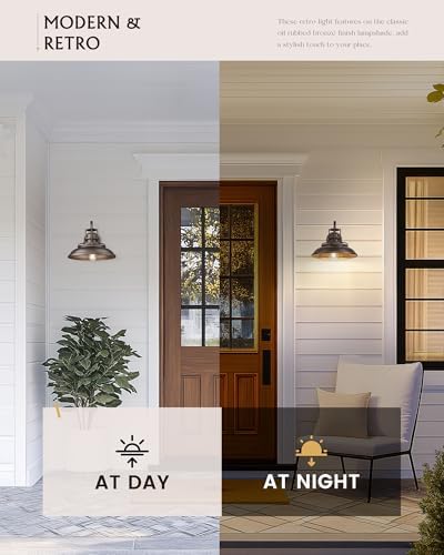 FEMILA 12" Vintage Farmhouse Wall Sconces, 2 Pack Outdoor Barn Lights for Porch Patio Garage, Oil Rubbed Bronze Finish, 4FY15-1W-2PK ORB - Image 4