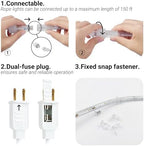100ft Rope Lights For Outside, Connectable & Flexible Tube Lights with 8 Modes Controller,Waterproof White LED Rope Lighting for Deck,Garden,Pool,Patio,Bedroom, Indoor & Outdoor Landscape Strip Lights - Image 3