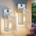 2 Pack Silver Motion Sensor Outdoor Light Fixtures Wall Mount, Dusk to Dawn Front Porch Lights for House, Exterior Wall Sconce, Waterproof Lantern Lamp,Outside Coach Light for Garage Entryway Yard by Unknown