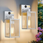 2 Pack Silver Motion Sensor Outdoor Light Fixtures Wall Mount, Dusk to Dawn Front Porch Lights for House, Exterior Wall Sconce, Waterproof Lantern Lamp,Outside Coach Light for Garage Entryway Yard by Unknown