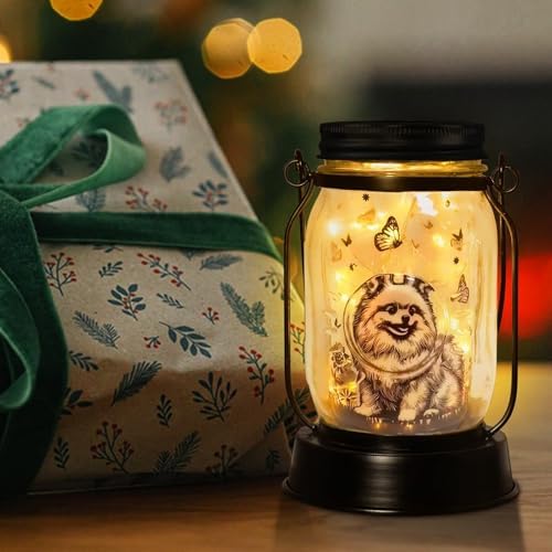 kyoryuger Pomeranian Gifts for Women/Men Pomeranian Solar Lanterns Dog Mom Birthday Dog Lovers Lantern Pet Loss Pet Memorial Lights Solar Garden Decoration for Yard, Patio,Backyard,Porch Torches - Image 2