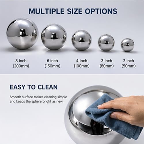 Stainless Steel Hollow Sphere Mirror Polished Decorative Metal Ball for Stair Railing Gate Fence Garden and DIY Projects,350mm - Image 4