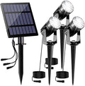 Solar Spot Lights Outdoor, 3-in-1 Garden Spotlights IP65 Waterproof 9.8ft Cable, 5W 4000mAh Separated Solar Panel, Auto On/Off for Tree Patio Yard Driveway Pathway Pool(Cold White 6000K) by CREPOW