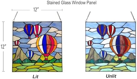 PA0002 Stained Glass Hanging Panel-12" Wx12"H Window Suncatcher Window Décor Tiffany Style Wall Décor Hanging Art,Hot Air Balloons. - Image 4
