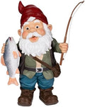 Fly Fishing Garden Gnome Statue - Cheerful Angler with Rod & Trout Figurine - Durable Resin Lawn & Yard Art Decor for Outdoor Patio, Pond - Unique Funny Gift for Men, Dad by GIOMLE