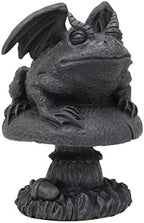 Ebros Gothic Horned Toad Frog Gargoyle with Wings Crouching On Toadstool Mushroom Figurine Mythical Fantasy Decor of Gargoyles Statue 5" Tall for Medieval Renaissance Castles and Cathedrals Fans by EbrosGift