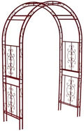 Plow & Hearth Arch Metal Outdoor Garden Arbor, 84 inches Tall, Iron Trellis Lattice for Climbing Plants, Wedding Arch, Outdoor Patio Décor (Red) by EvergreenGarden
