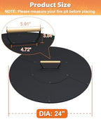 24" Wooden-Handle Fire Pit Lid for Pits up to 22", Round Metal Bonfire Pit Burner Pan Cover, Smokeless Fire Pit Cover for Fire Tables, All-Weather Resistance Outdoor Firepit Accessory - Image 2