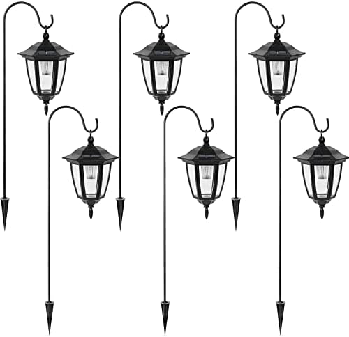34 Inch Hanging Solar Lights, Shepherd Hook Lights with 2 Shepherd Hooks Waterproof Outdoor Decorative Solar Lantern Lights for Garden Decor, Patio, Backyard, Pathway, 6PACK by Viewsun