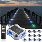 LumiZen Upgraded Solar Driveway Lights with Remote Control 12 Pack, 9 Color Changing & 12 Modes IP68 Waterproof for Marine Dock Deck and Walkway Pathway Garden Yard, RGB LED Outdoor Markers Landscape by LUMIZEN