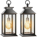 2 Pack Solar Lanterns Outdoor, Hanging Glass Solar Lights Waterproof, Dual Power Solar & 2*AA Battery, for Porch, Patio, Yard and Indoor Table or Mantel by AYTPU