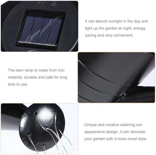 Xmas Solar Watering Can Lamp for Lawn Patio Black Iron Decorative Lighting - Image 3